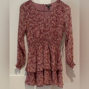 New Bloomingdale’s exclusive Aqua Paisley Long Sleeve Dress size M